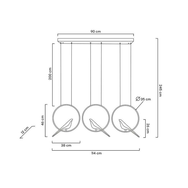 Lampa wisząca BIRD LINE złota - Moosee